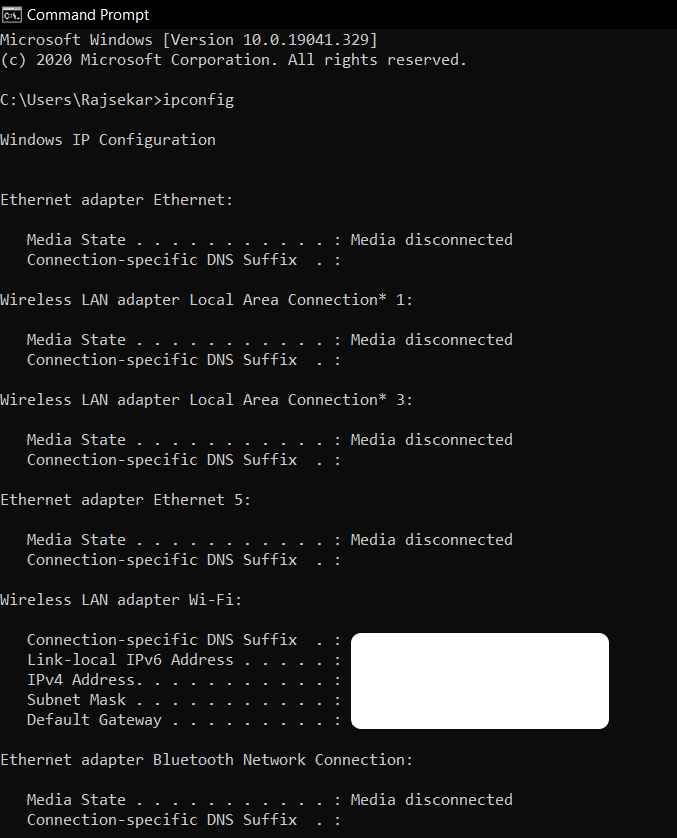 Find IP Address with Command Prompt