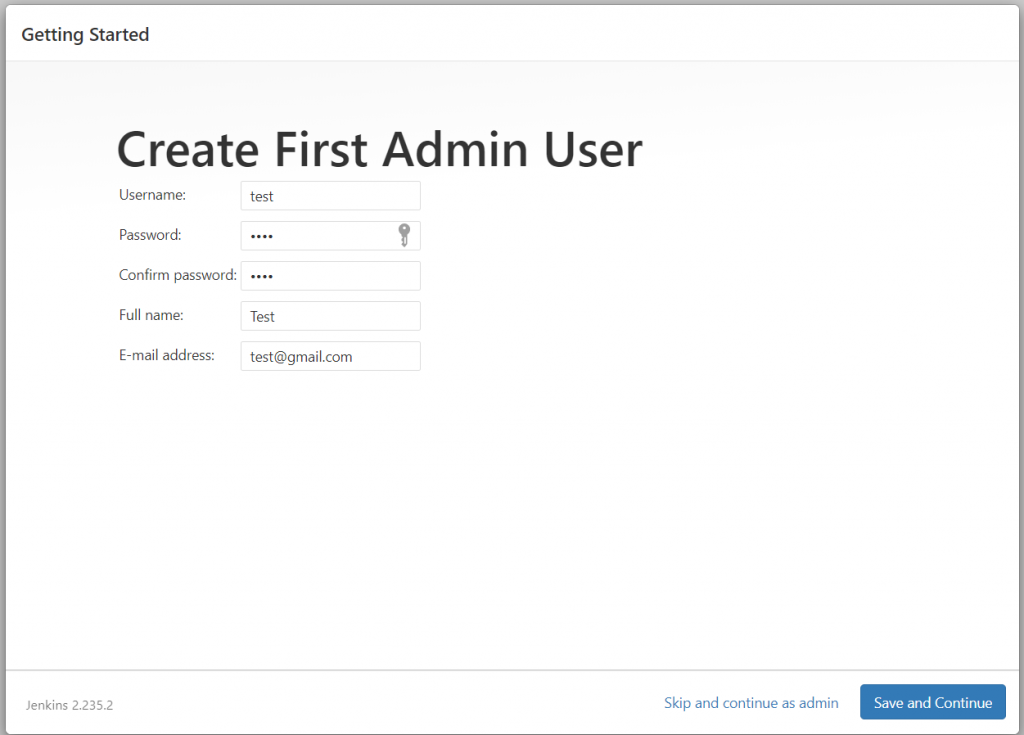 create admin user