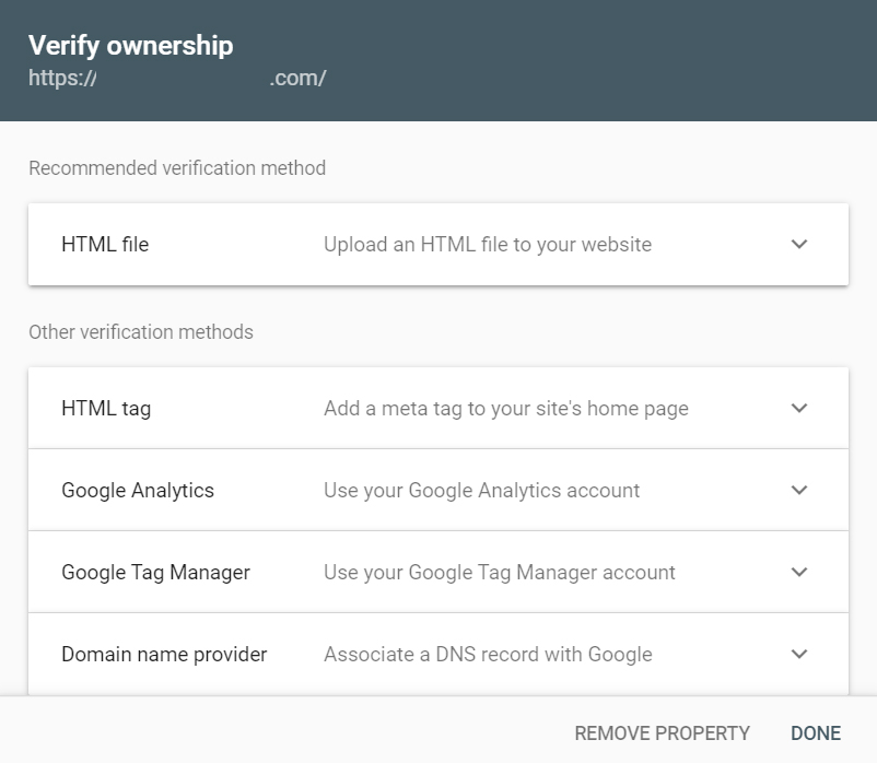 URL prefix verify ownership